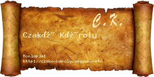 Czakó Károly névjegykártya